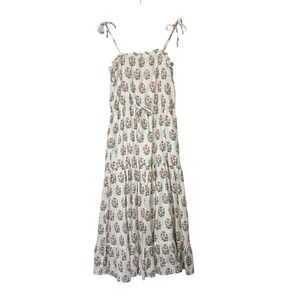 Meadows Boston Tiered Maxi Dress Women's Size Medium Linen Floral Cottagecore‎